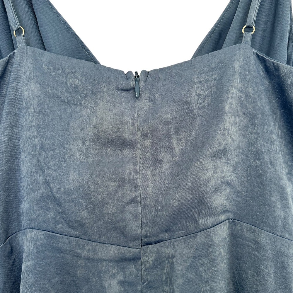 SOLD Lulus Constantine Slate Blue Satin Maxi Dress Gown Old Hollywood Medium - Picture 6 of 11